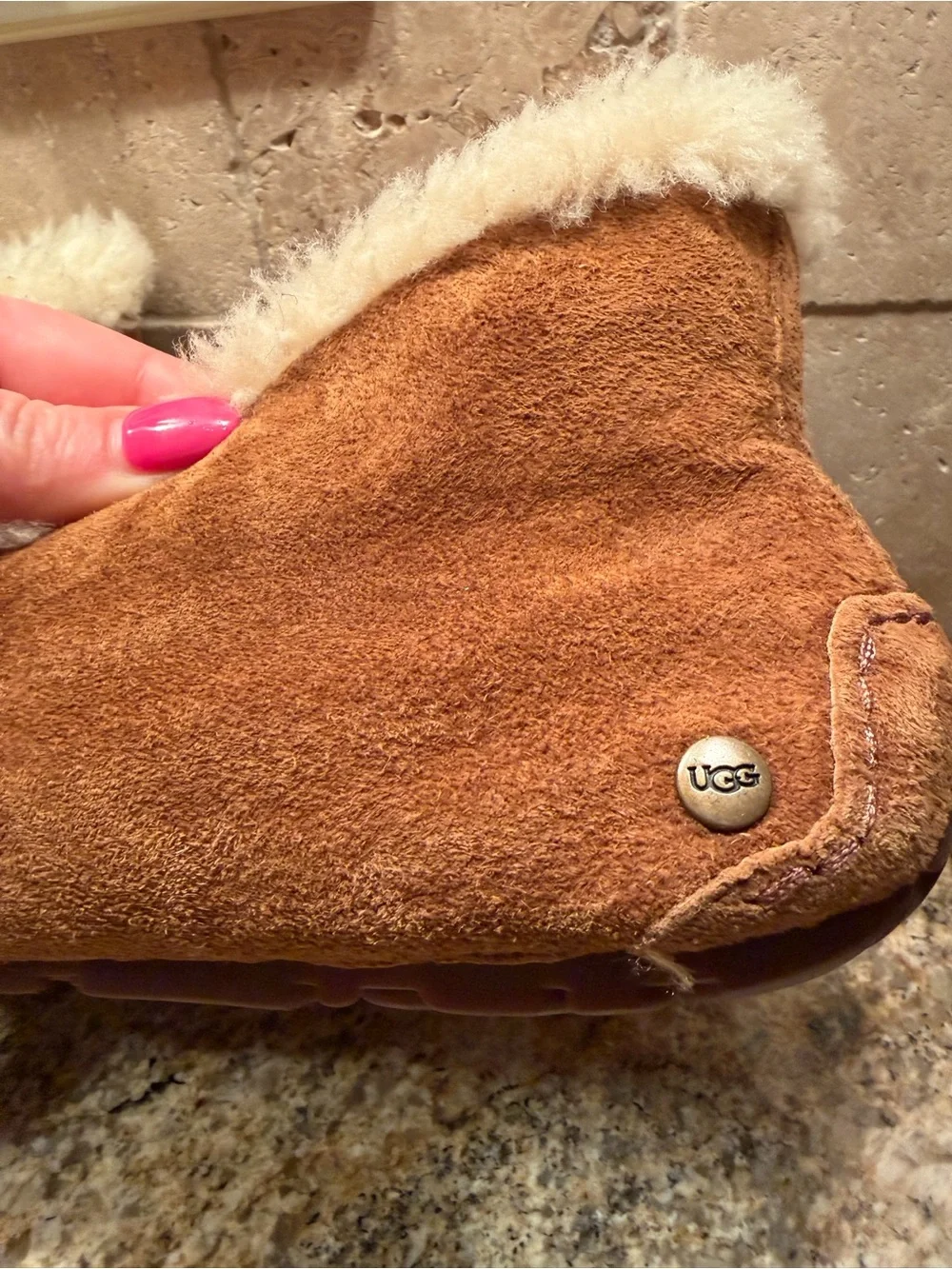 Size-6 Ugg high back fur slippers